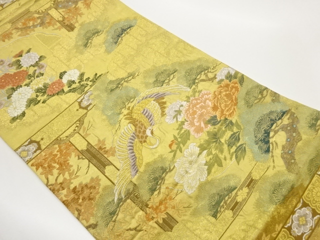 JAPANESE FUKURO OBI / WOVEN CLOUD & CRANE